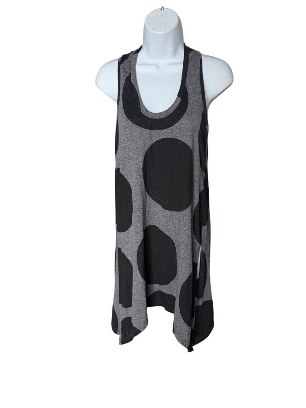 The Furies Womens Sleeveless Gray & Black Polka Dot Tank Top S Made In USA